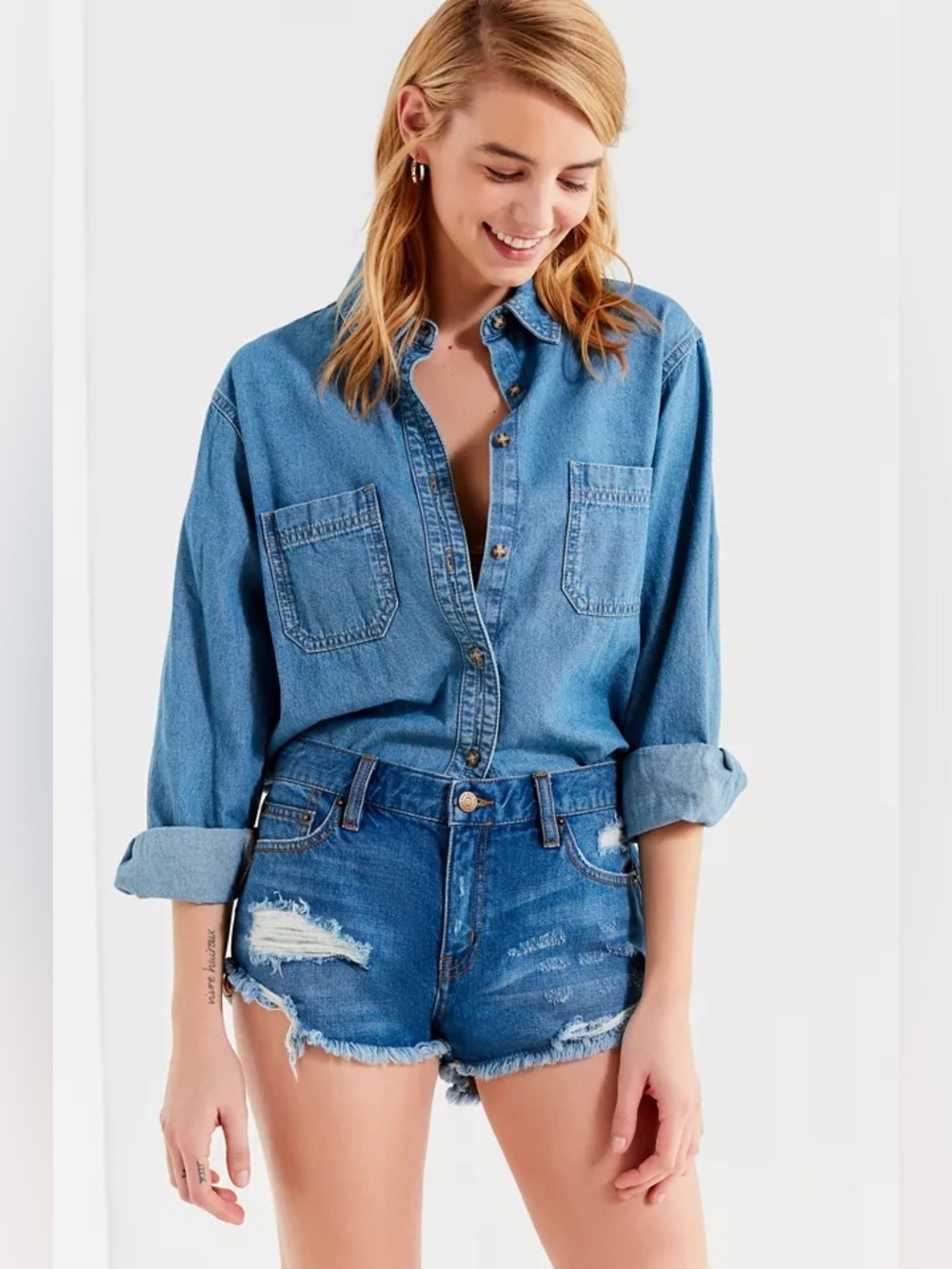 BDG Distressed Denim Boyfriend Shorts